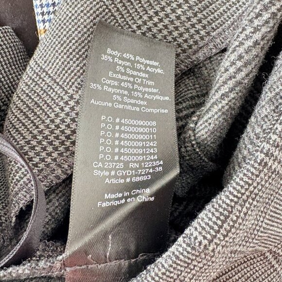 Aritzia Babaton Jethro Faux Twist Wrap Mini Skirt Dark Grey Check Plaid Size 8 - Picture 7 of 7